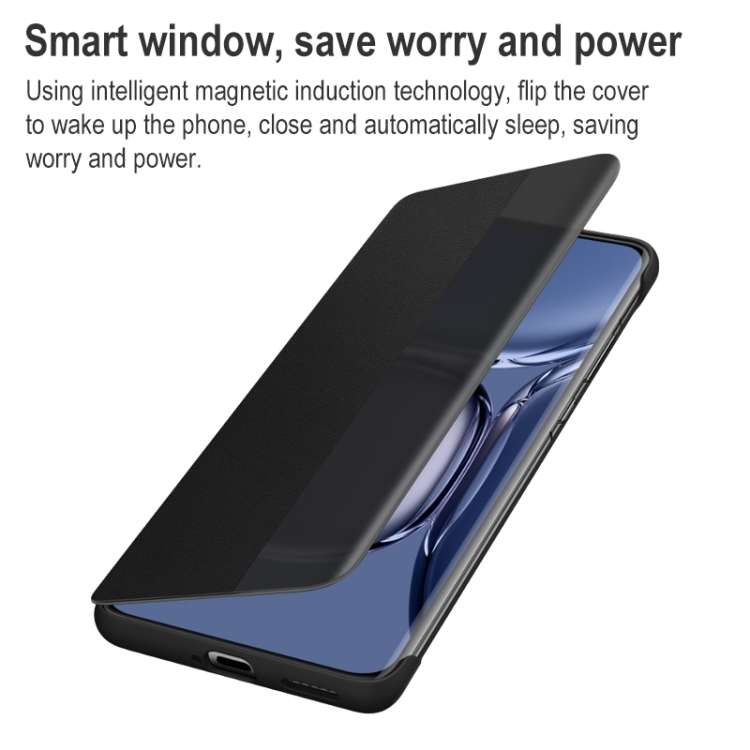 For Huawei P50 Pro Smart Display View Window Flip Leather Protective Case with Sleep / Wake-up Fu...