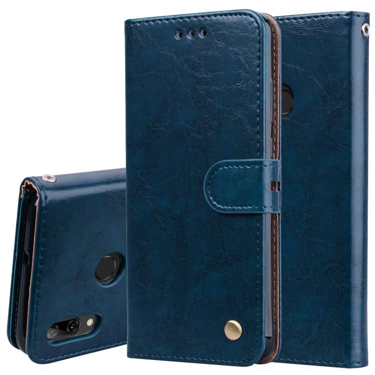 Business Style Oil Wax Texture Horizontal Flip Leather Case for Huawei P Smart 2019, with Holder ...