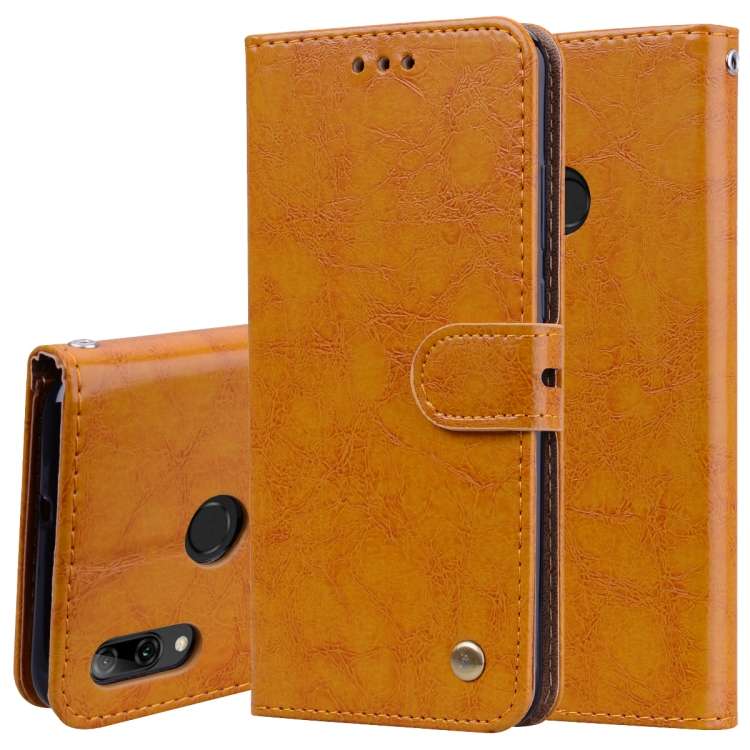 Business Style Oil Wax Texture Horizontal Flip Leather Case for Huawei P Smart 2019, with Holder ...