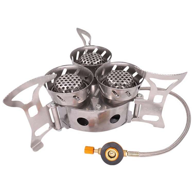 Portable Outdoor Split Type 11000W Backpack Three Core Furnace Anti-Blast Stove Cooking Tools