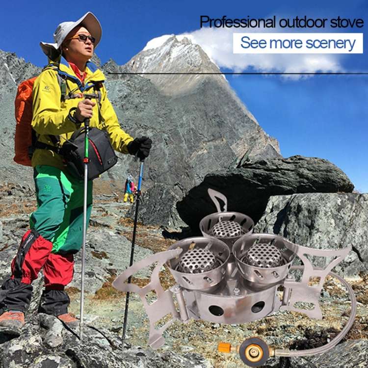 Portable Outdoor Split Type 11000W Backpack Three Core Furnace Anti-Blast Stove Cooking Tools