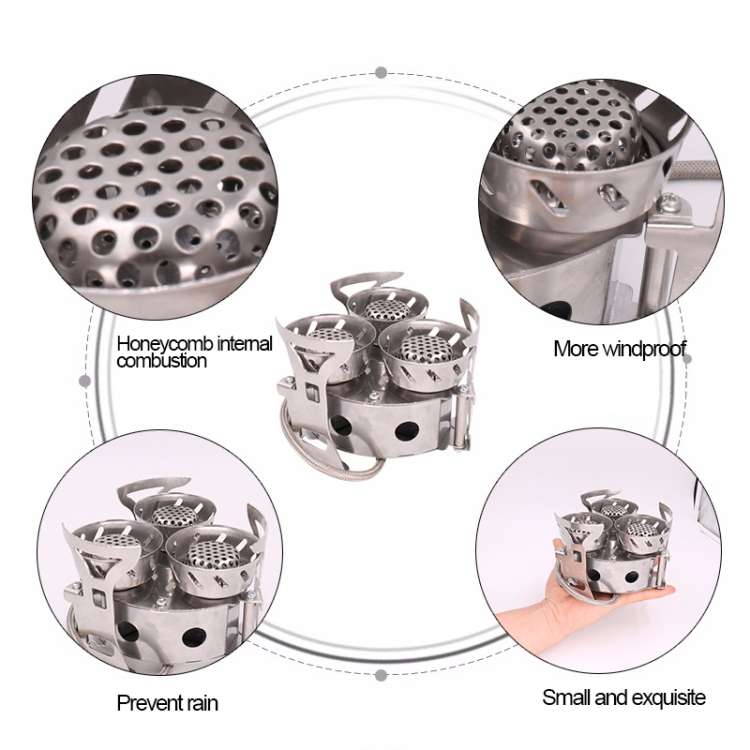 Portable Outdoor Split Type 11000W Backpack Three Core Furnace Anti-Blast Stove Cooking Tools