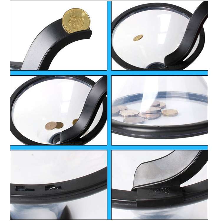 Vortex Bank Decompression Transparent Funnel Gravity Rotating Coin Storage Box