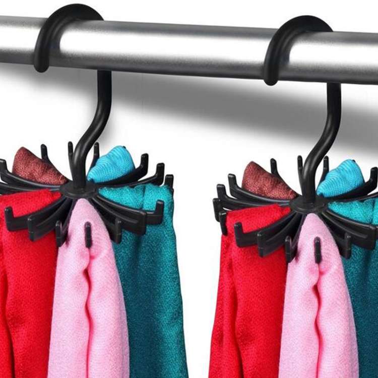 20 Claws 360 Degree Rotatable Tie Rack Belt Scarf Hanger Holder, Size: S, 20 Claws Black, 20 Claw...