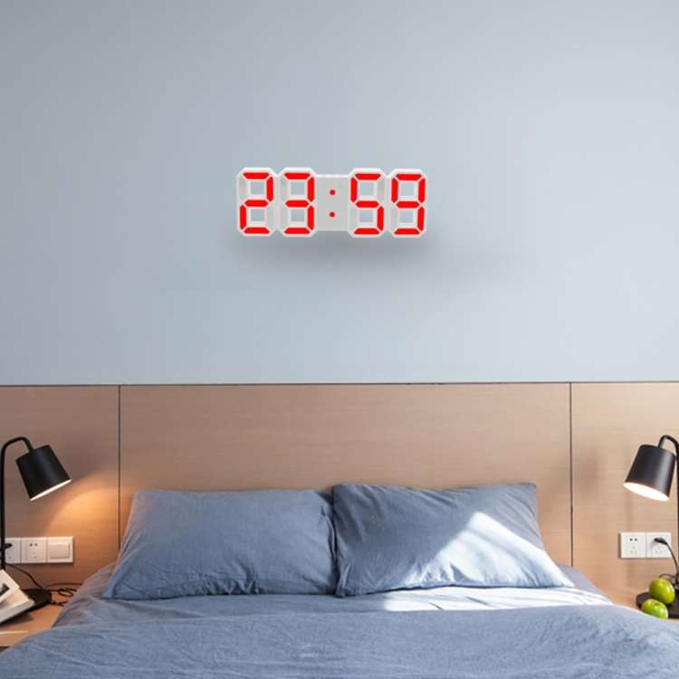 Multi-Function Large 3D LED Digital Wall Alarm Clock with Snooze Function, 12/24 Hours Display fo...