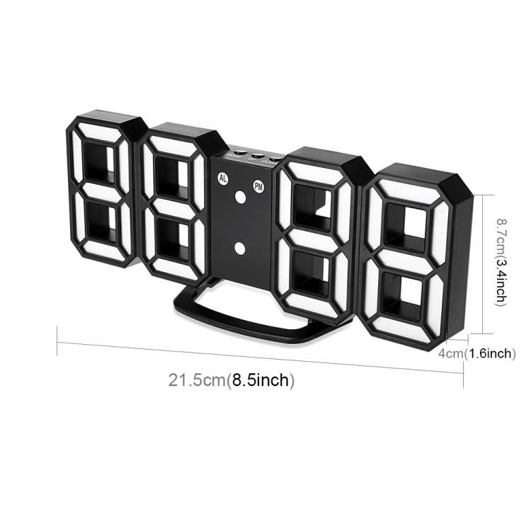 Multi-Function Large 3D LED Digital Wall Alarm Clock with Snooze Function, 12/24 Hours Display fo...