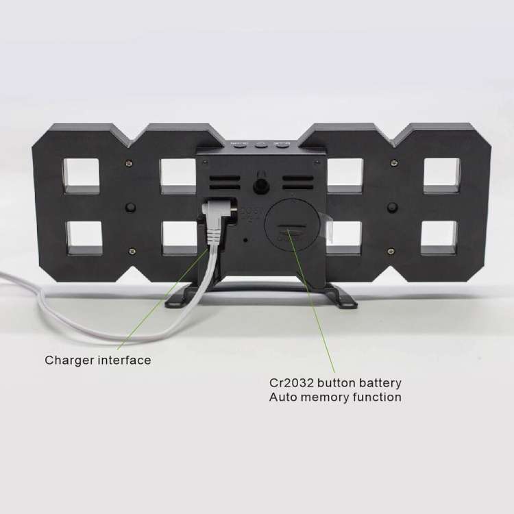 Multi-Function Large 3D LED Digital Wall Alarm Clock with Snooze Function, 12/24 Hours Display fo...