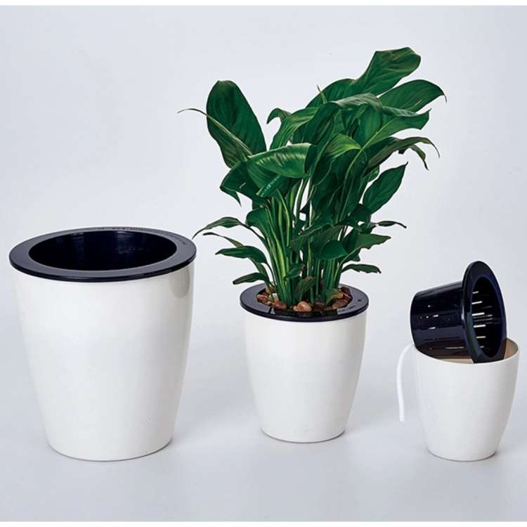 Lazy Flower Pots Automatic Water-absorbing Hydroponic Potted Plants Circular Resin Plastic Flower...