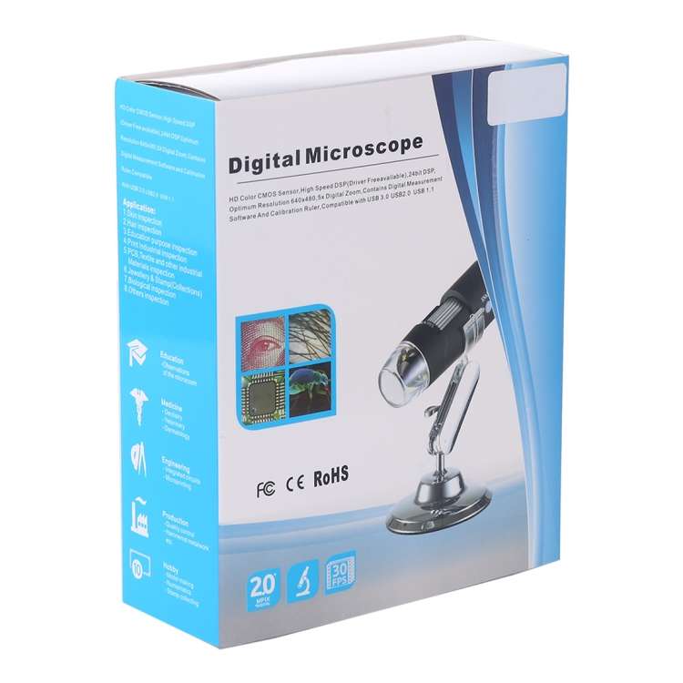 USB Magnifier HD 0.3MP Image Sensor 2560x1920P USB Digital Microscope with 8 LED &amp; Profession...