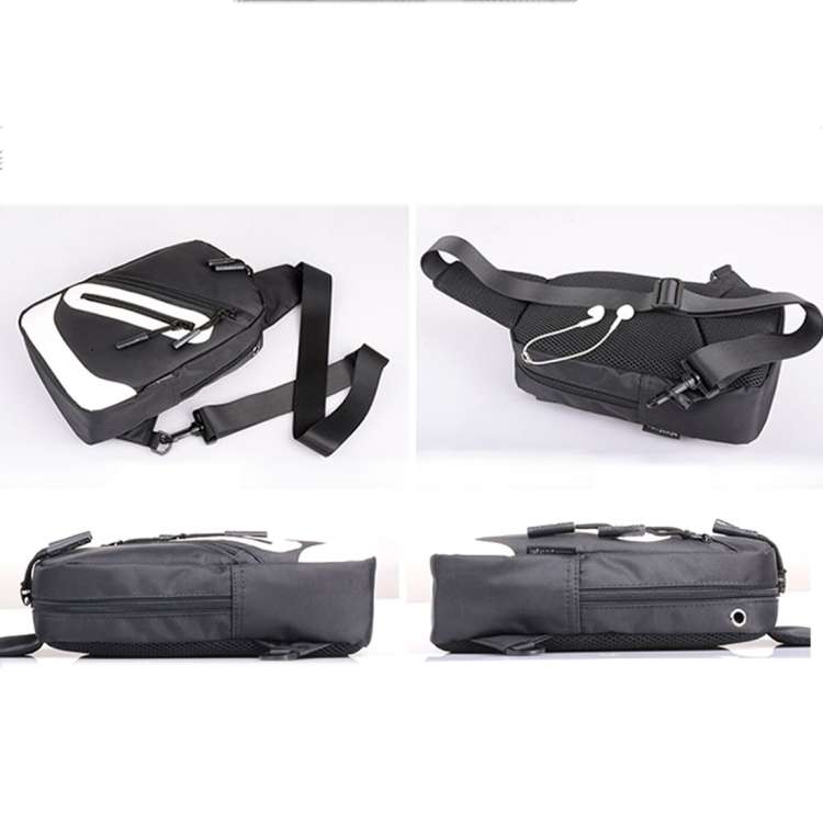 Multi-Function Portable Casual Canvas  Chest Bag Outdoor Sports Shoulder Bag with External USB Ch...