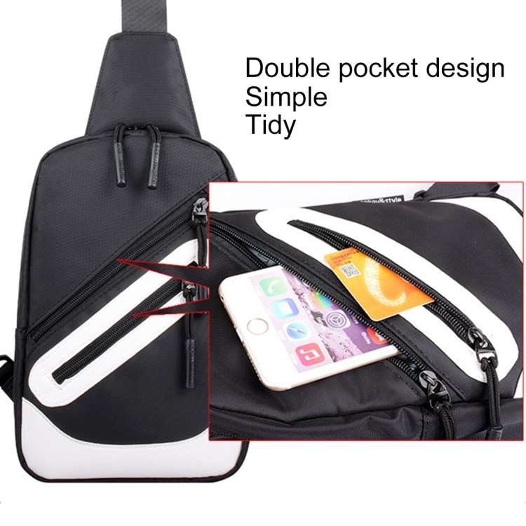 Multi-Function Portable Casual Canvas  Chest Bag Outdoor Sports Shoulder Bag with External USB Ch...