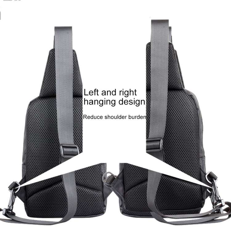 Multi-Function Portable Casual Canvas  Chest Bag Outdoor Sports Shoulder Bag with External USB Ch...