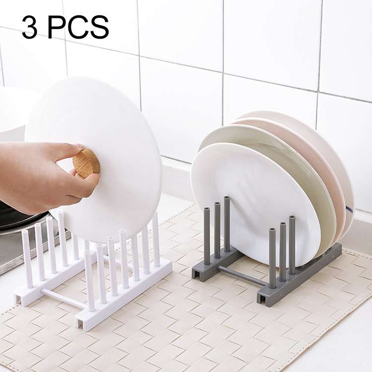 3 PCS Multi-function Kitchen Removable Plastic House Dish Rack Shelves, Random Color Delivery