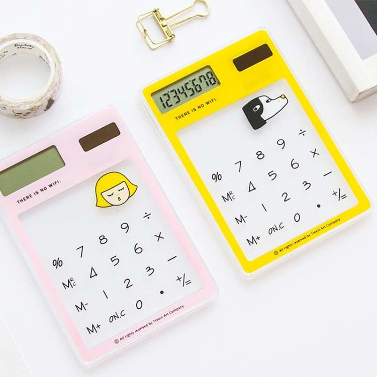 8 Digits LED Screen Calculator with Transparent Touch Pad &amp; Solar Panel, Random Color Delivery