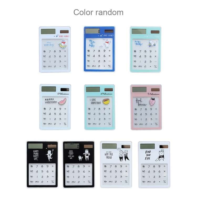 8 Digits LED Screen Calculator with Transparent Touch Pad &amp; Solar Panel, Random Color Delivery