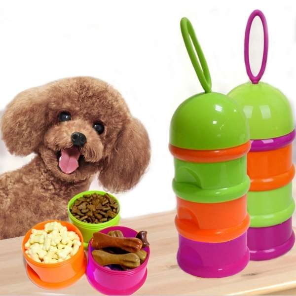 Portable Pet Three Layer Snacks Box, Pet Grain Storage Barrel, Feedstuff Fresh-keeping Box,Size:1...