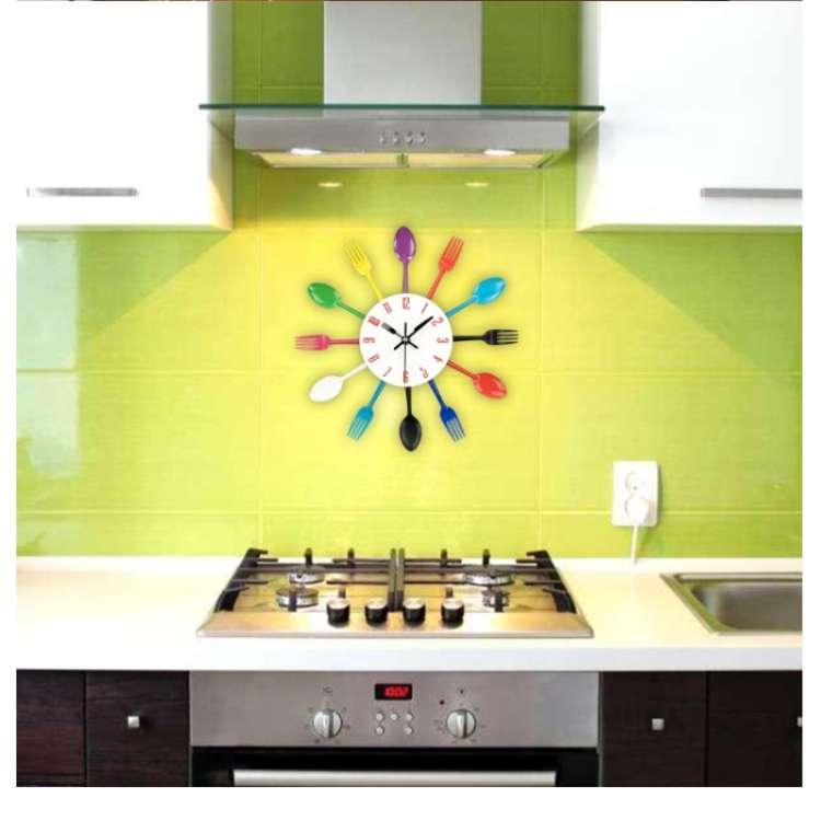 Cutlery Metal Kitchen Wall Clock Spoon Fork Creative Quartz Wall Mounted Clocks Modern Design Dec...