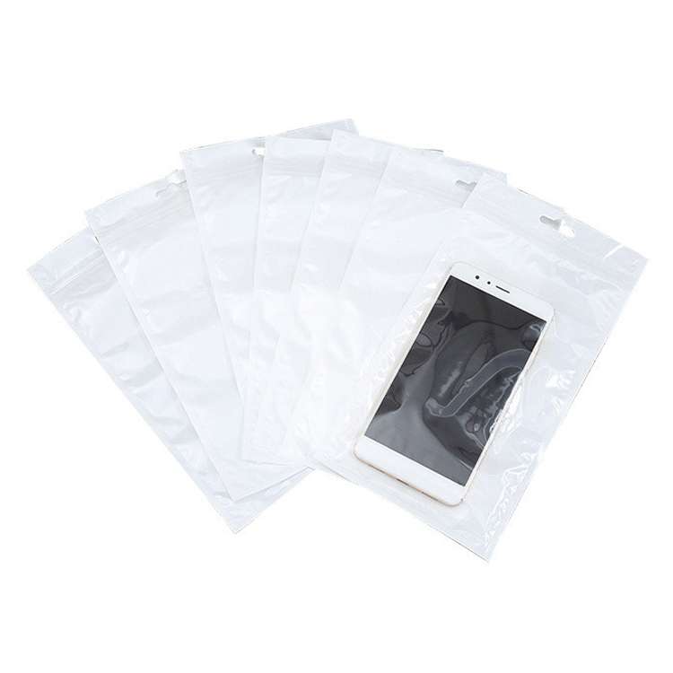 100 PCS 6cm x 10cm Hang Hole Clear Front White Pearl Jewelry Zip Lock Packaging Bag, Custom Print...