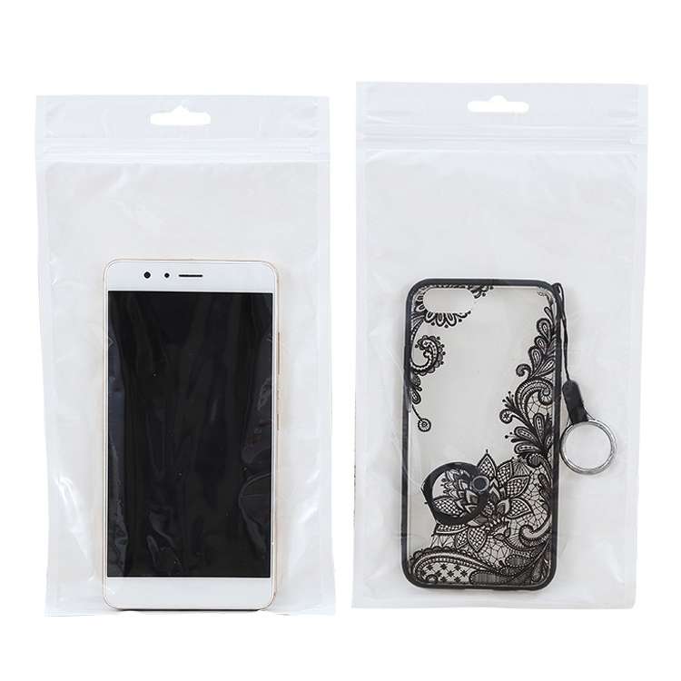100 PCS 8.5cm x 11cm Hang Hole Clear Front White Pearl Jewelry Zip Lock Packaging Bag, Custom Pri...