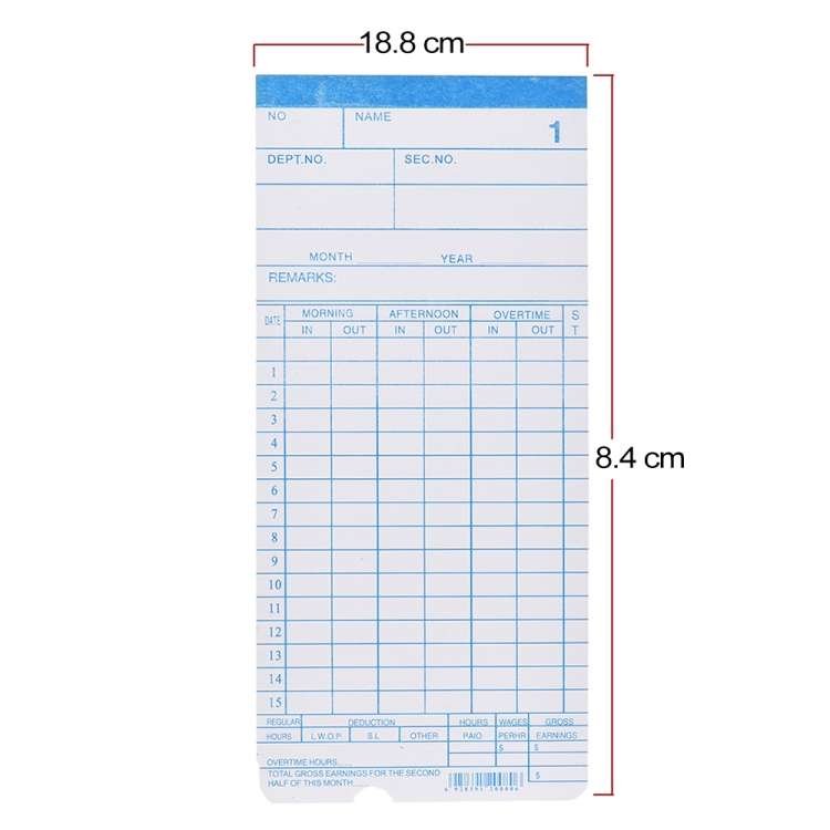 90 PCS Paper Time Card