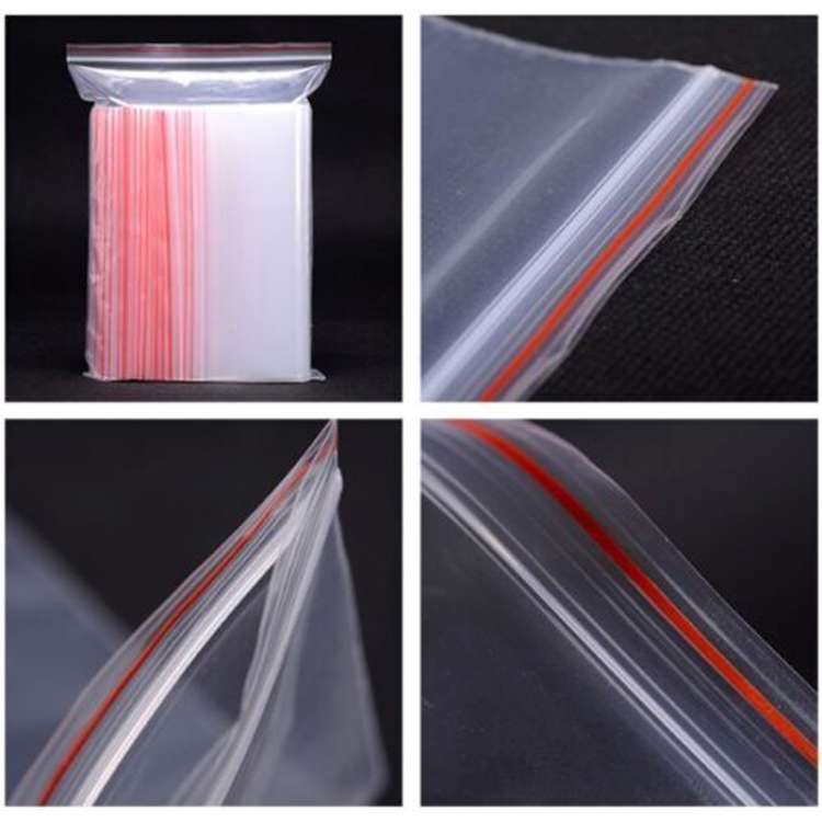 100pcs/pack PE Self Sealing Clear Zip Lock Packaging Bag, 12cm x 18cm, Custom Printing and Size a...