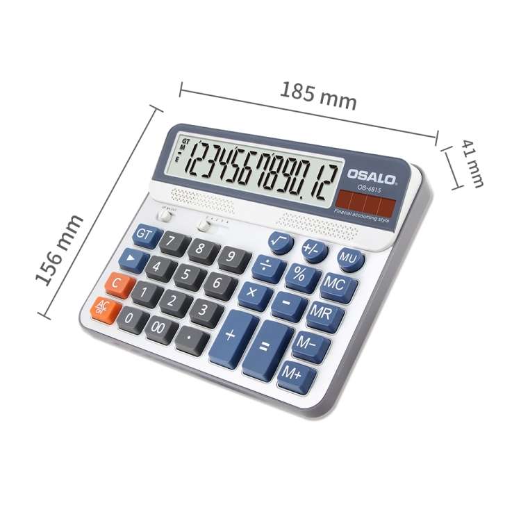 OSALO OS-6815 12 Digits Desktop Calculator Solar Energy Dual Power Calculator