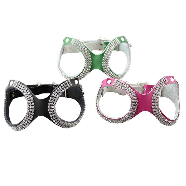 Rhinestone Leather Glasses Style Breathable Dog Chest Strap, Size: S