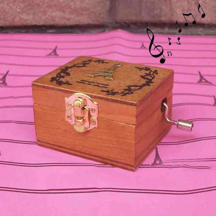 Home Decor Creative Exquisite Retro Wooden Birthday Decorations Music Box, Random Style Delivery