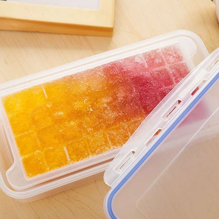 Small Square Ice Mold Trays Multi-layer Mold with Cover Ice Storage Box, 2 Layers
