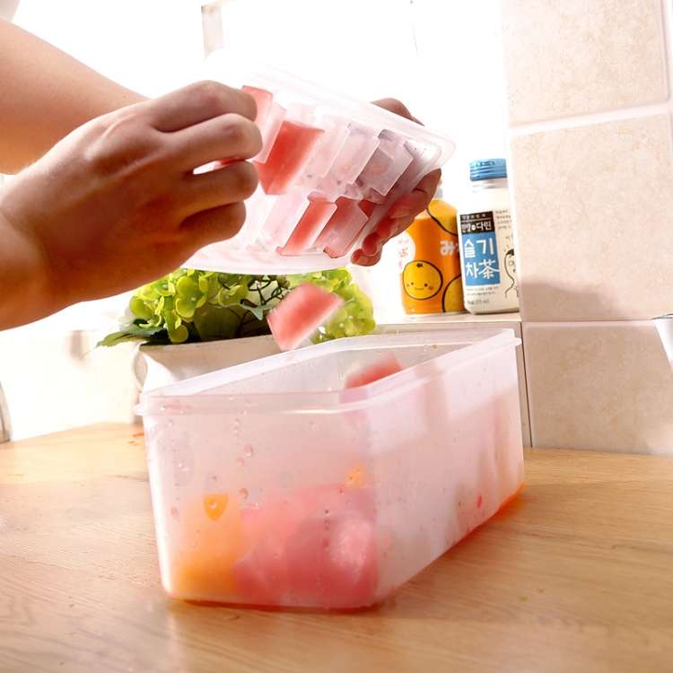 Small Square Ice Mold Trays Multi-layer Mold with Cover Ice Storage Box, 2 Layers