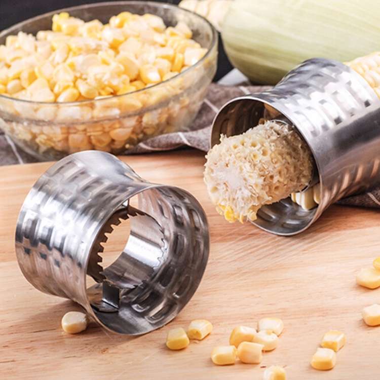 Round Shaped 304 Stainless Steel Household Corn Cutter Cob Corn Stripper Kitchen Tool