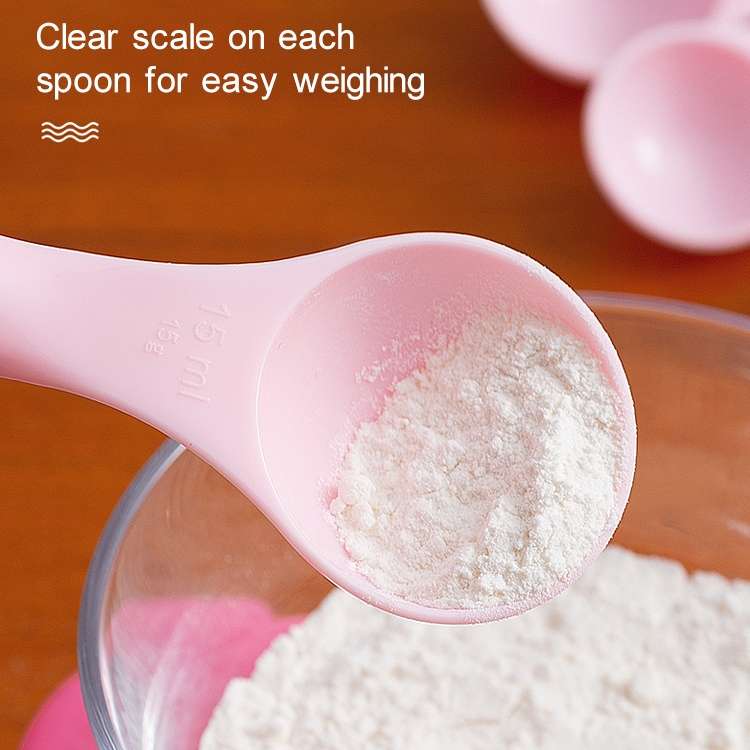 kn082 5 in 1 Plastic Measuring Spoon Kitchen Tool Set (Random Color Delivery), Black, Pink, Green