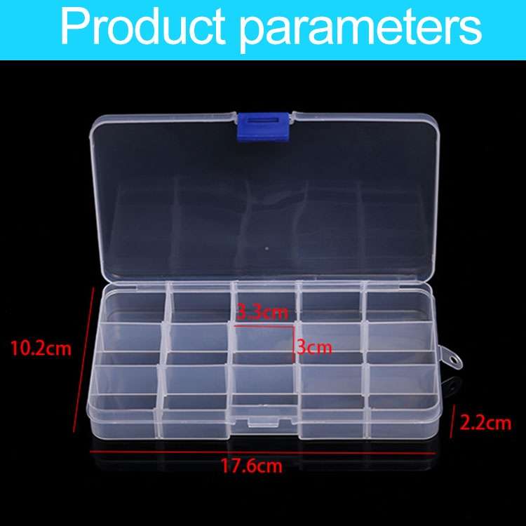 Removable Grid Plastic 15 Slots Box Organizer for Jewelry Earring Fishing Hook Small Accessories,...