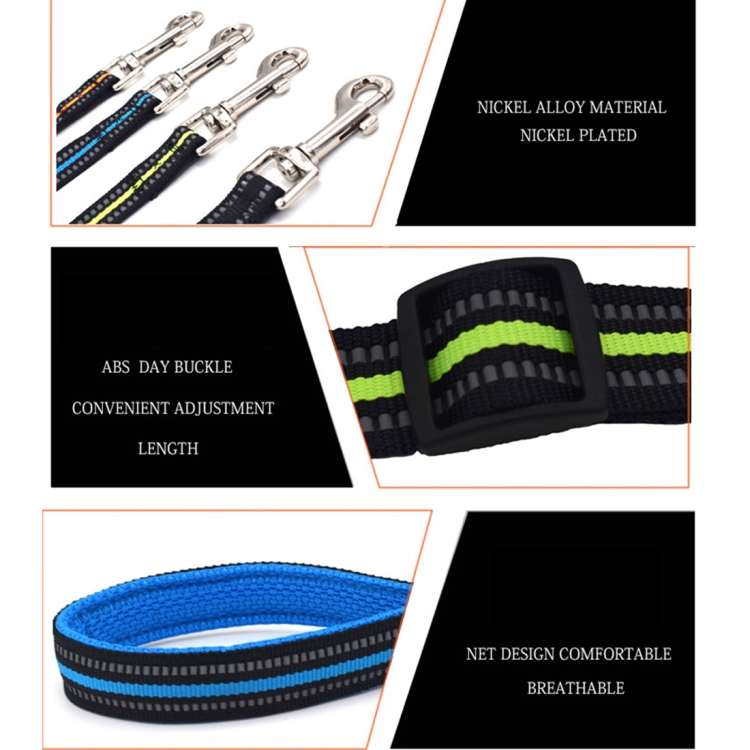 Pet Dogs Nylon Night Reflective Breathable Handheld Traction Lead Leash, Size: M, Adjustable Rang...