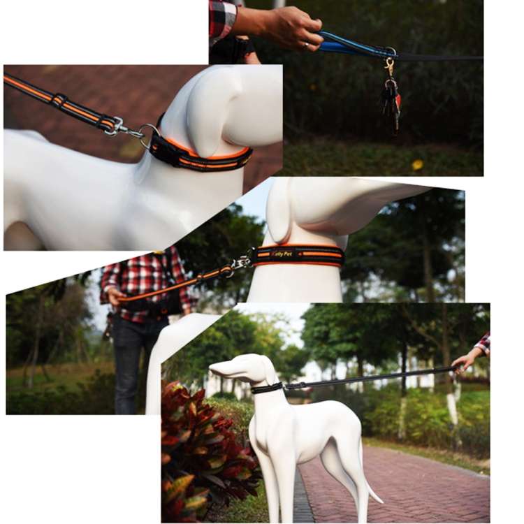 Pet Dogs Nylon Night Reflective Breathable Handheld Traction Lead Leash, Size: M, Adjustable Rang...