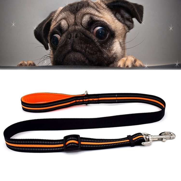 Pet Dogs Nylon Night Reflective Breathable Handheld Traction Lead Leash, Size: M, Adjustable Rang...