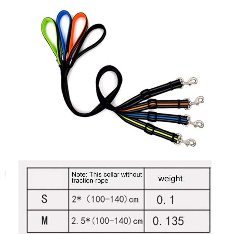 Pet Dogs Nylon Night Reflective Breathable Handheld Traction Lead Leash, Size: M, Adjustable Rang...