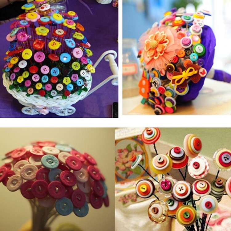 1000 PCS Plum Blossom Shape Resin 2 Holes Button Sewing Accessories Clothes Decor Crafts, Random ...