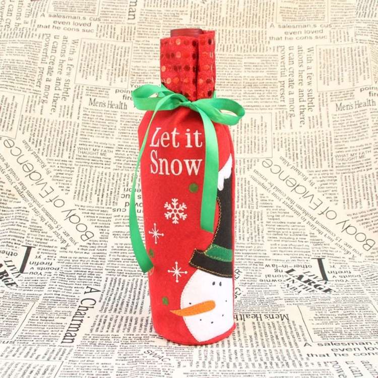 Snowman Christmas Dinner Table Decoration Champagne Wine Bottle Bag