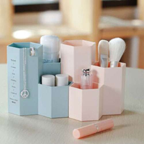 Creative Hexagon Pen Holder Stationery Cosmetics Storage Box