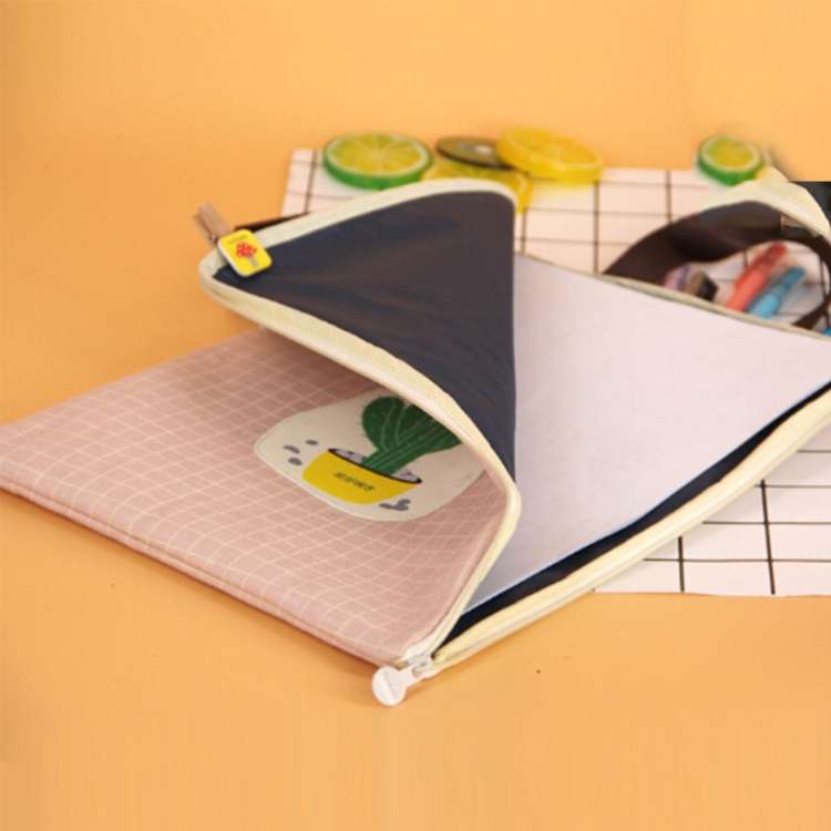 Cactus Pattern Waterproof and Dustproof Canvas File Bag Zipper Data Portable Storage Bag, Random ...