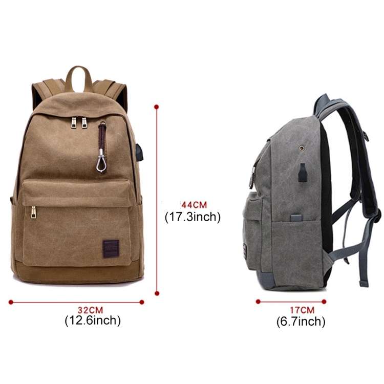Multi-Function Travel Casual Canvas Backpack Students Bag with External USB Charging Interface &a...