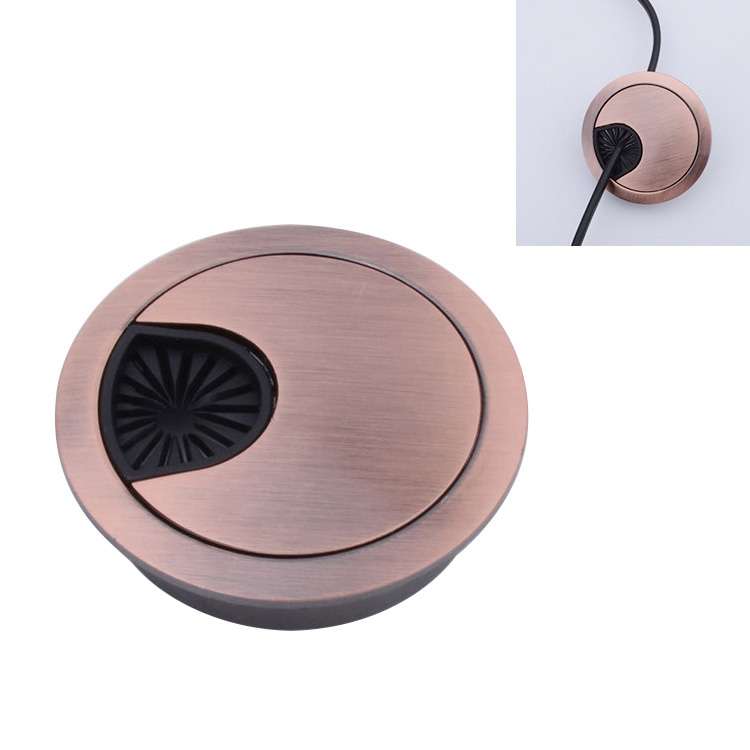 Desk Computer Desktop Zinc Alloy Round Threading Box Hole Cover, Hole Diameter: 80mm (Green Bronz...