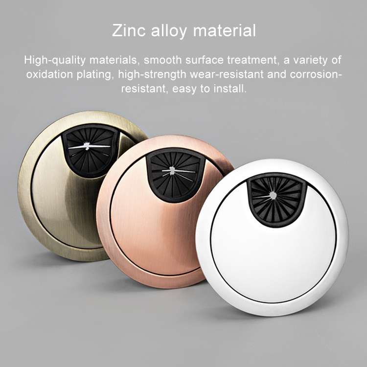 Desk Computer Desktop Zinc Alloy Round Threading Box Hole Cover, Hole Diameter: 80mm (Green Bronz...