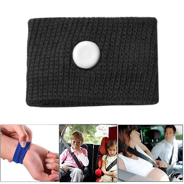 Physical Method Carsickness Prevention Antiemetic Polyester Wristband, One Pair, Black