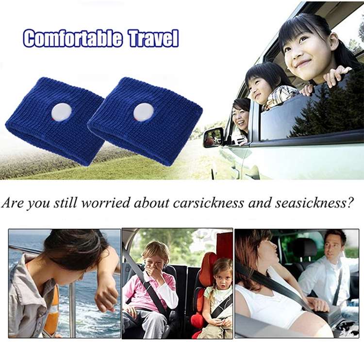 Physical Method Carsickness Prevention Antiemetic Polyester Wristband, One Pair, Black