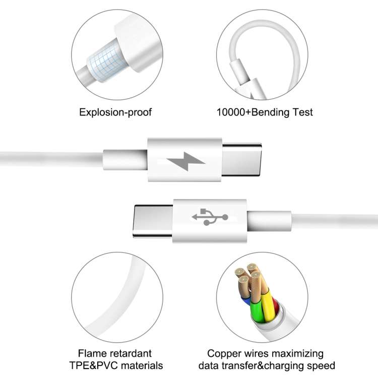 HAWEEL 25W 3A Type-C / USB-C to Type-C / USB-C PD Fast Charging Data Cable, Length: 2m