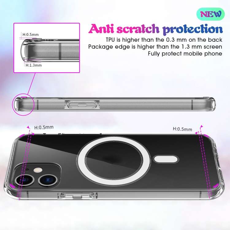 For iPhone SE 2020 / 8 Magsafe Case Simple Magnetic Ring All-inclusive Clear Crystal Acrylic PC +...