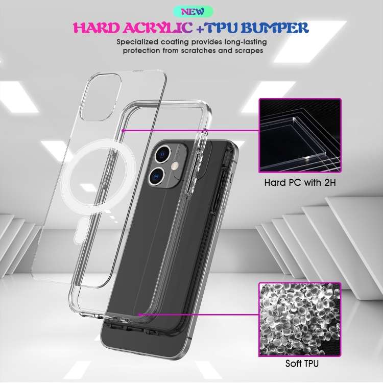 For iPhone SE 2020 / 8 Magsafe Case Simple Magnetic Ring All-inclusive Clear Crystal Acrylic PC +...