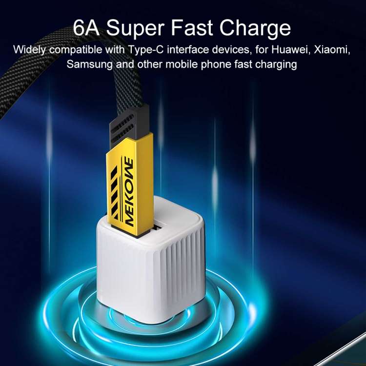 WK WDC-190a Mech Series 6A USB to USB-C/Type-C Fast Charge Data Cable, Length: 1m, USB to USB-C/T...